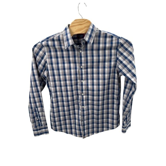 UNTUCKit Button Up Dress Shirt Size Large Long Sleeve Blue Gray Check - Picture 2 of 4